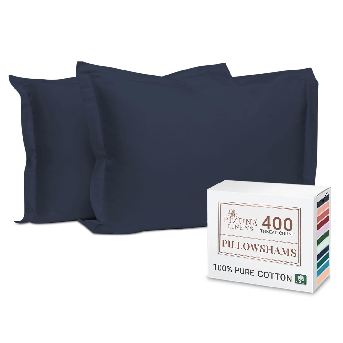 Pizuna Pure 100% Cotton Pillow Shams King Size Set of 2 Baby Blue, Luxurious 400 Thread Count Long Staple Cotton Sateen with Envelope Closure (Combed Baby Blue Cotton Pillow Shams King)