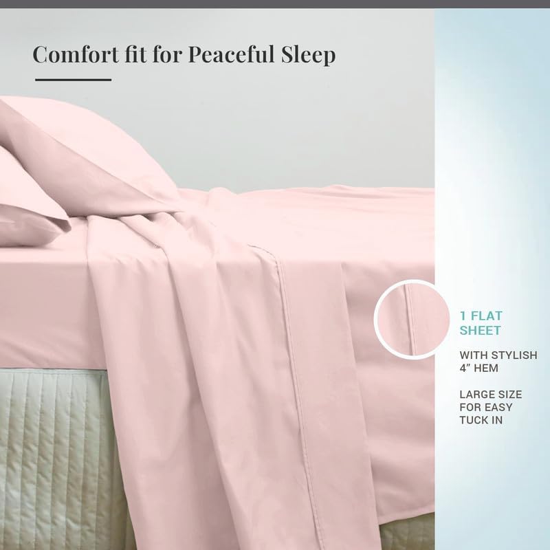 Pizuna Pure 100% Cotton Flat Sheets Only Full Silver (1 PC), 600 Thread Count Long Staple Cotton Crisp Sateen Weave with 4" Hem (Combed Full Flat Sheet Only Cotton)