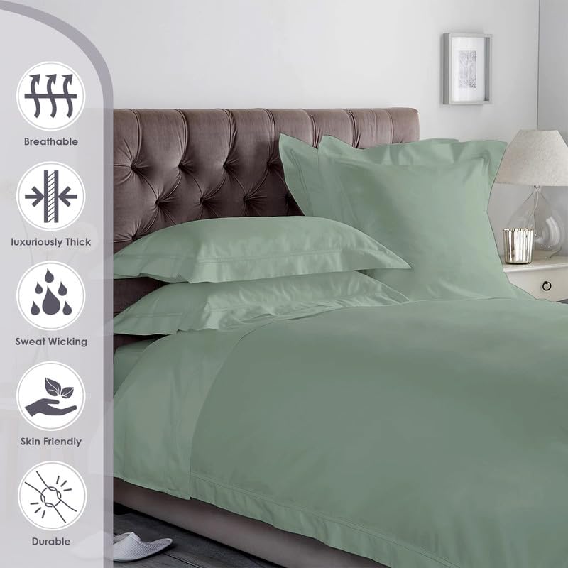 Pizuna Pure 100% Cotton Queen Duvet Cover Set, 800 Thread Count Long Staple Cotton Thick Sateen Weave with Button Closure (Combed Baby Blue Cotton Duvet Cover Queen)