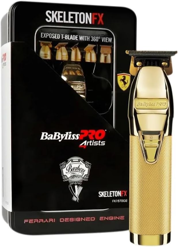 Babyliss PRO Skeleton FX Cordless Hair Trimmer, Outlining Trimmer, A Perfect Grooming Tool, 2hrs Run Time, Gold