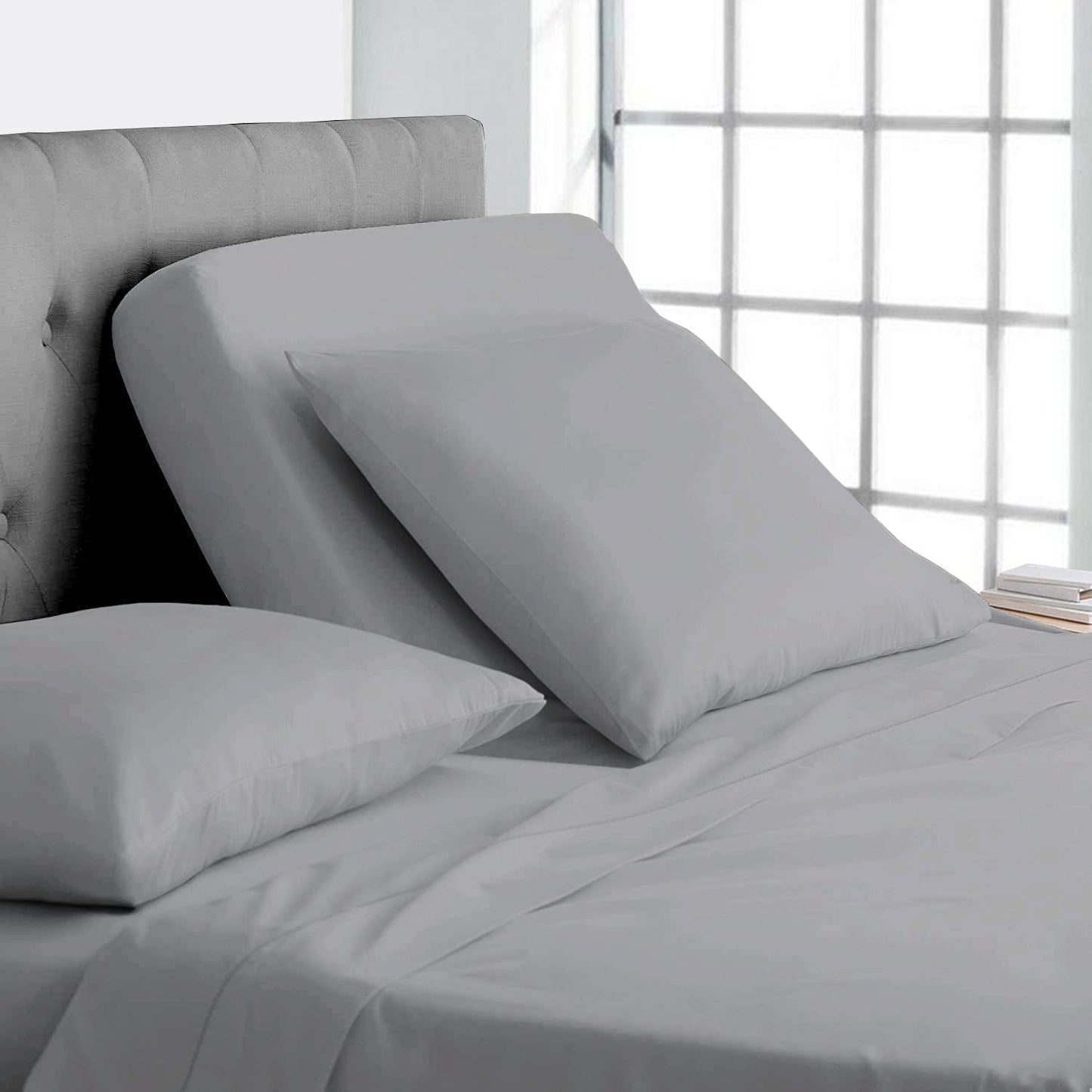 Split Head California King Sheets Sets for Adjustable Beds - 100% Egyptian Cotton 800TC Split Head Flex Top 18" Deep Pocket - 34" Top Split Cal-King, White Solid
