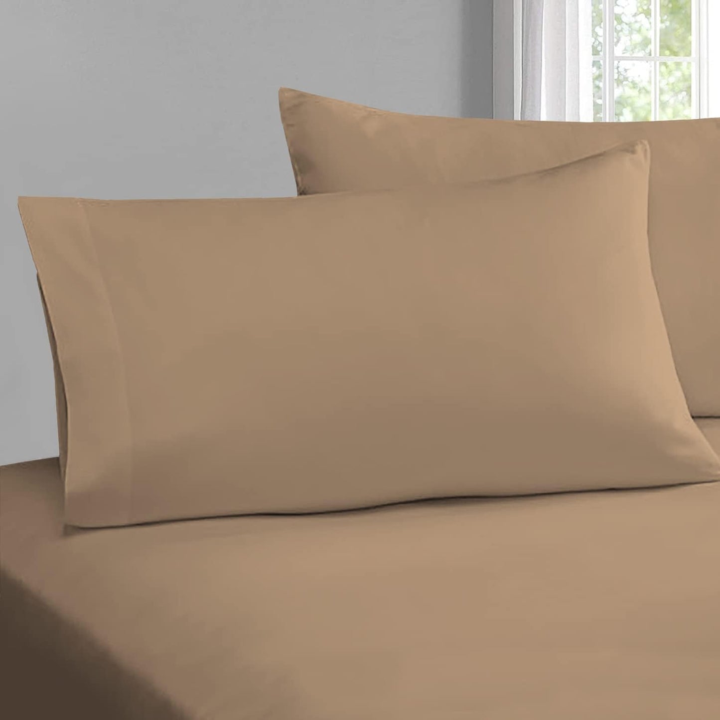 Pizuna Pure 100% Cotton Pillow Cases Queen Size Set of 2 Rio Red, Luxurious 400 Thread Count Long Staple Cotton Sateen with Envelope Closure (Combed Rio Red Cotton Pillow Cases Queen)