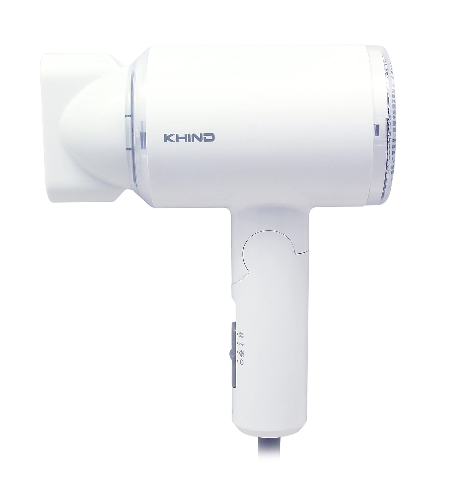 KHIND Foldable Travel Hair Dryer,1000W With Concentrator, Stylish & Compact with Cool Shot Button, Honeycomb Inlet, High Speed With Powerful Motor, 2 Year Warranty, Lightweight, White - HD1002