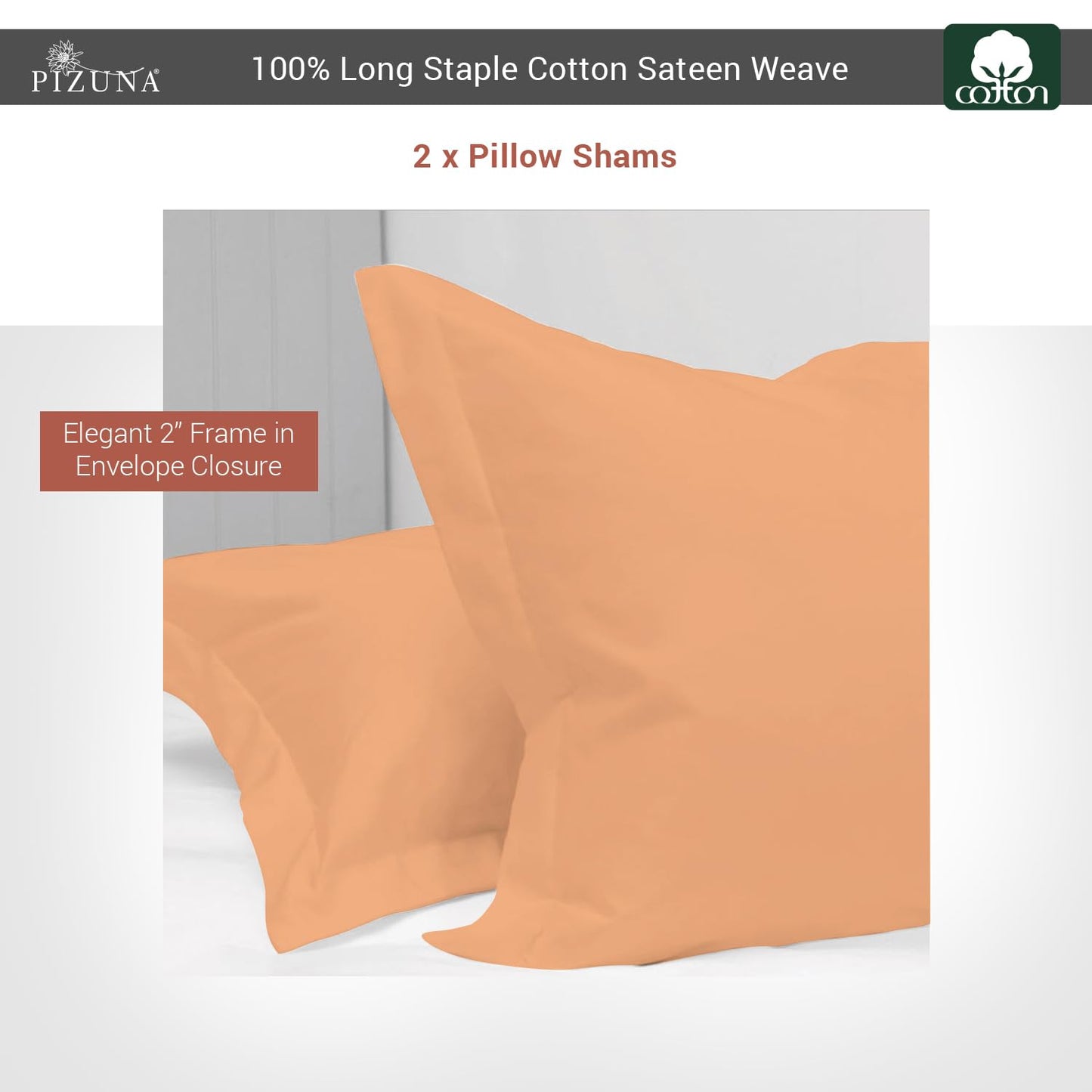 Pizuna Pure 100% Cotton Pillow Shams King Size Set of 2 Baby Blue, Luxurious 400 Thread Count Long Staple Cotton Sateen with Envelope Closure (Combed Baby Blue Cotton Pillow Shams King)