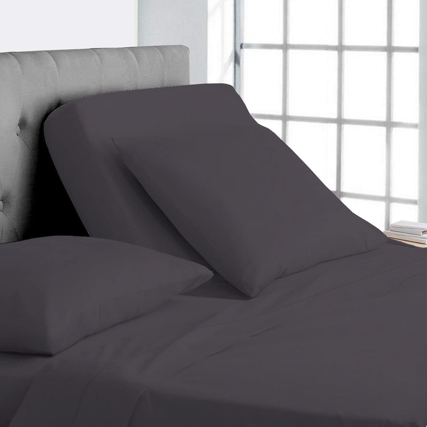 Split Top California King Sheets Split Head California King Sheets Sets for Adjustable Beds- 100% Egyptian Cotton 800TC Split Head Flex Top 18" Deep Pocket - 32" Top Split Cal-King, Light Blue Solid