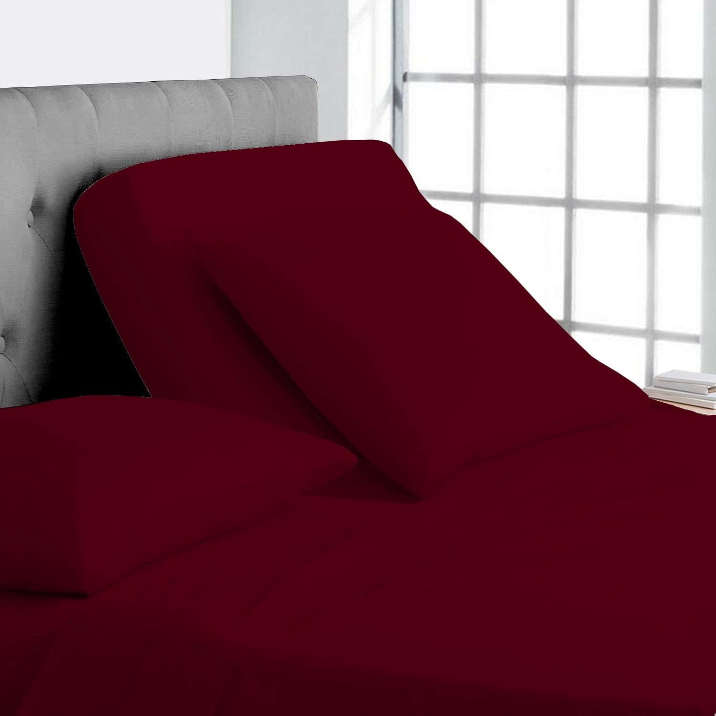 Split Top California King Sheets Split Head California King Sheets Sets for Adjustable Beds- 100% Egyptian Cotton 800TC Split Head Flex Top 18" Deep Pocket - 32" Top Split Cal-King, Light Blue Solid