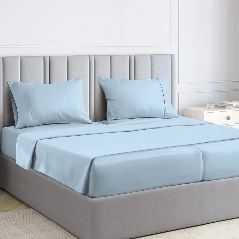 Pizuna Pure 100% Luxury Cotton Full Size Bed Sheets Set Dark Grey, 1000 Thread Count Long Staple Cotton Sateen Thick Sheet & Pillowcase Set, Deep Sheets fits 15" (Combed Cotton Bed Sheets Set)