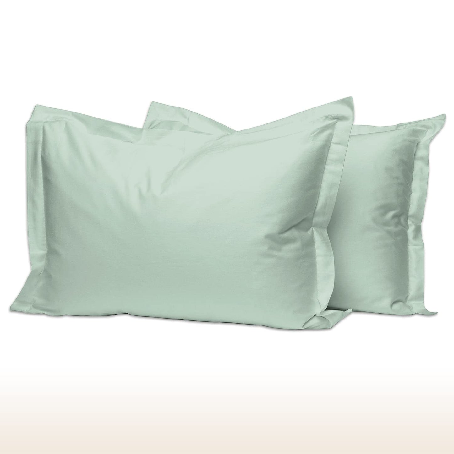 Pizuna Pure 100% Cotton Pillow Shams King Size Set of 2 Baby Blue, Luxurious 400 Thread Count Long Staple Cotton Sateen with Envelope Closure (Combed Baby Blue Cotton Pillow Shams King)
