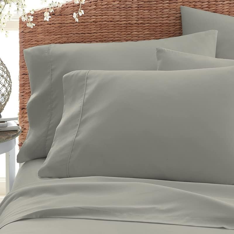 Pizuna Soft 100% Long Staple Cotton Breathable Cool Satin King Pillowcase Set of 2, Ivory, 18" x 18"