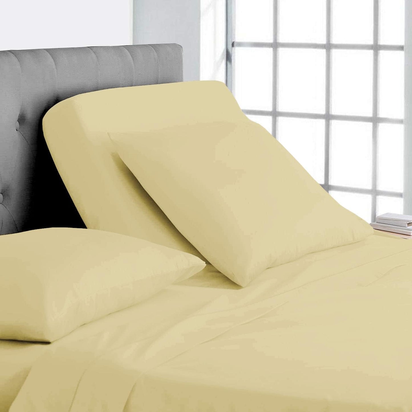 Split Top California King Sheets Split Head California King Sheets Sets for Adjustable Beds- 100% Egyptian Cotton 800TC Split Head Flex Top 18" Deep Pocket - 32" Top Split Cal-King, Dark Grey Stripe