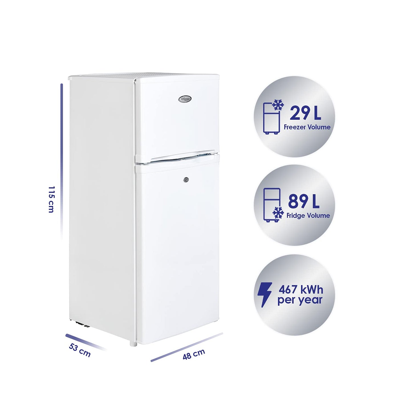 Super General 190 Liters Gross Compact Double Door Refrigerator-Freezer, Reversible door, Tropical Compressor, White, SGR-198-H, 48 x 53 x 137 cm, 1 Year Warranty