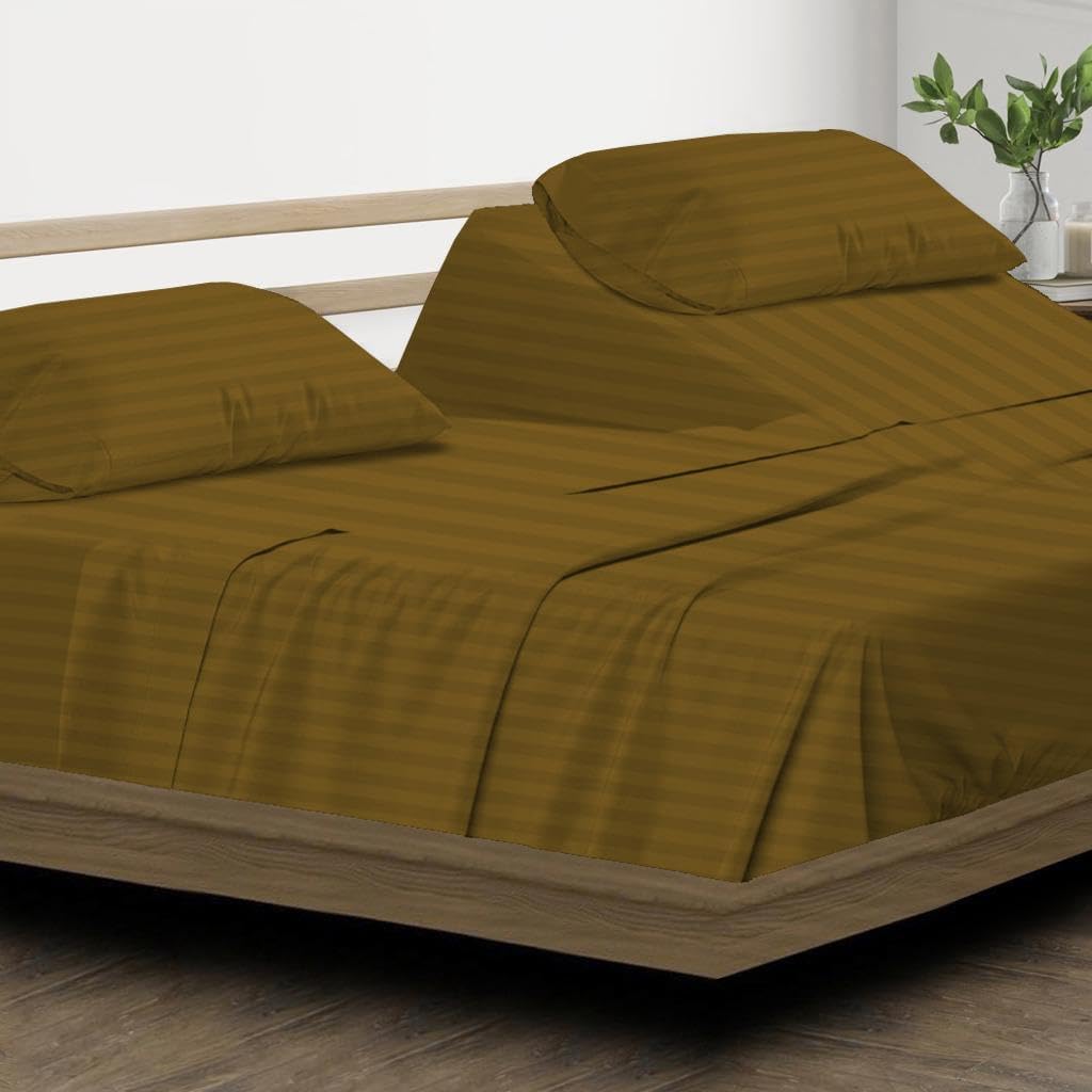 Split Head Flex King Sheets Sets for Adjustable Beds, Top Split King Sheet Set 4 Pcs, 800TC 100% Egyptian Cotton 18" Inch Deep Pocket - Split Down 34 inches from The Top, Navy Blue Stripe