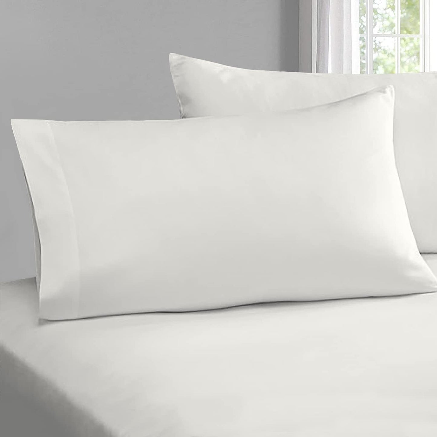 Pizuna Pure 100% Cotton Pillow Cases Queen Size Set of 2 Rio Red, Luxurious 400 Thread Count Long Staple Cotton Sateen with Envelope Closure (Combed Rio Red Cotton Pillow Cases Queen)