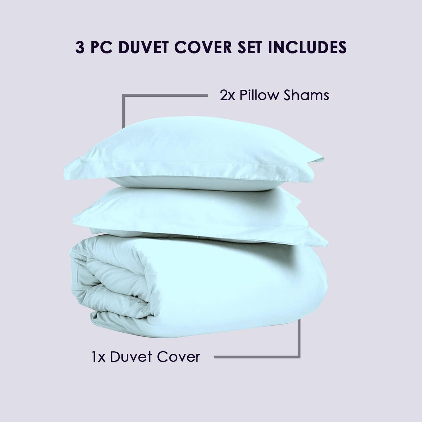 Pizuna 800 Thread Count Queen-Duvet-Cover-Set Baby Blue, 100% Long Staple Cotton Duvet Set Smooth Sateen Queen Size Bedding-Sets with Botton Closure (100% Cotton Birch Ivory Duvet Cover Queen)