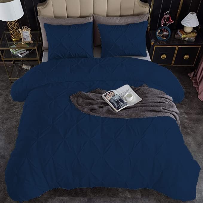 Premium Quality - King/California King Size (94" x 104") Inches, 3Pcs Pinch Pleated Comforter Set, 400GSM 100% Egyptian Cotton 800 Thread Count - Chocolate Solid