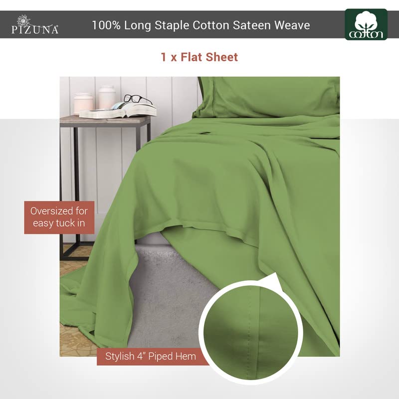 Pizuna Pure 100% Cotton Flat Sheets Only Full Apricot Orange (1 PC), Luxurious 400 Thread Count Long Staple Cotton Sateen with 4" Hem (Combed Full Flat Sheet Only Cotton)