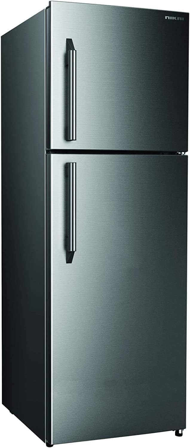 Nikai 170L Gross/112L Net, Double Door Refrigerator with Vegetable Crisper & Adjustable Glass Shelves, Defrosting & Temperature Control, Ideal for Kitchen, Bedroom, Office & Hotels - NRF170DN3M Silver