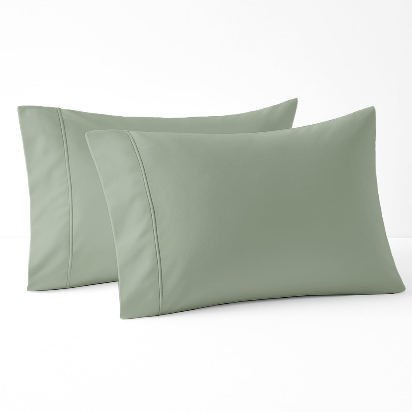 Pizuna Pure 100% Cotton Pillow Cases King Size Set of 2 Baby Blue, 800 Thread Count Long Staple Cotton Thick Sateen with Stylish 4inch Hem (Combed Baby Blue Cotton Pillow Cases King)