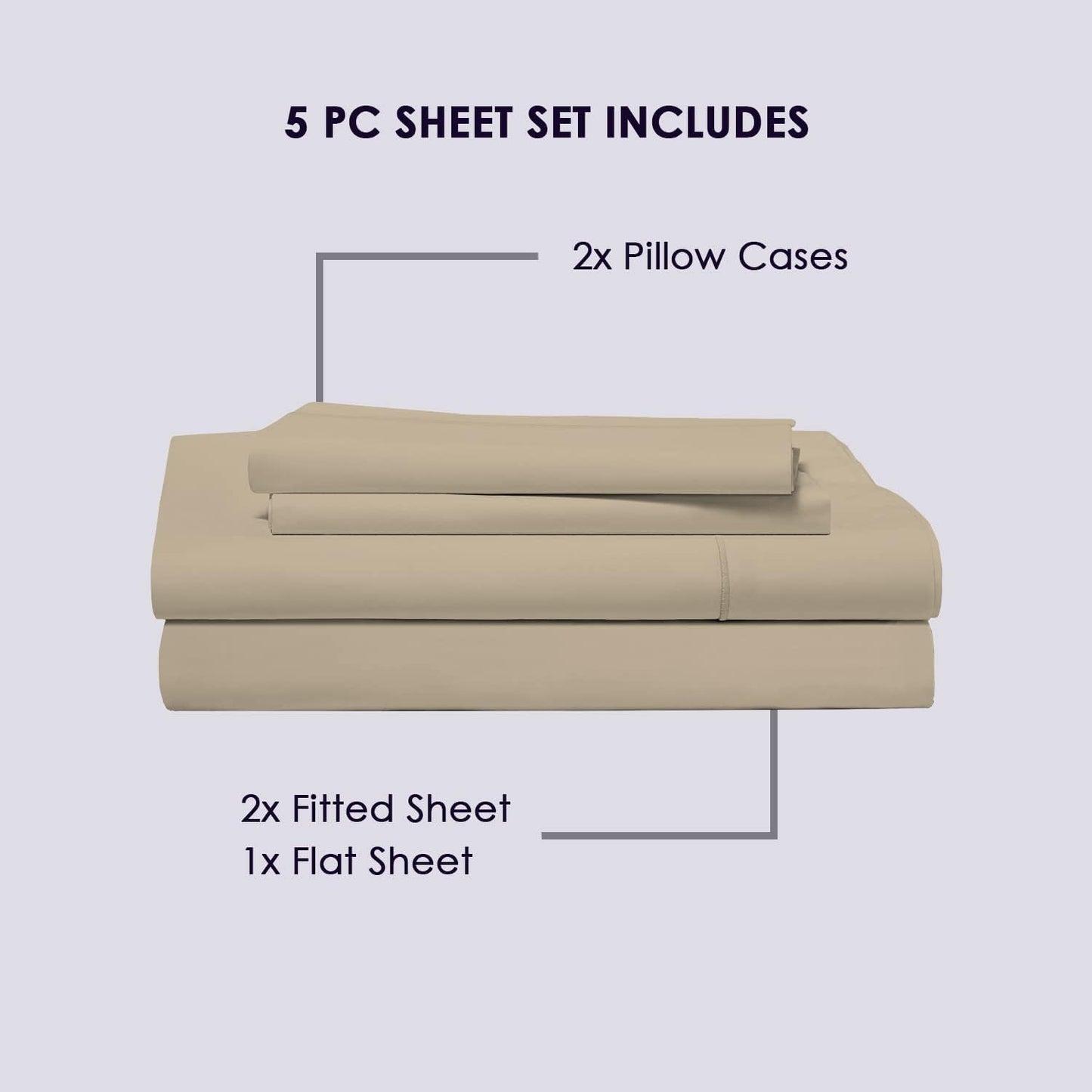 800 Thread Count Sheet Set, 100% Long Staple Pure Cotton Simply Taupe Split King Sheets, Luxurious Smooth Sateen Breathable Sheets fit Upto 15 Inch Deep Pocket (Simply Taupe Split King Cotton Sheets)