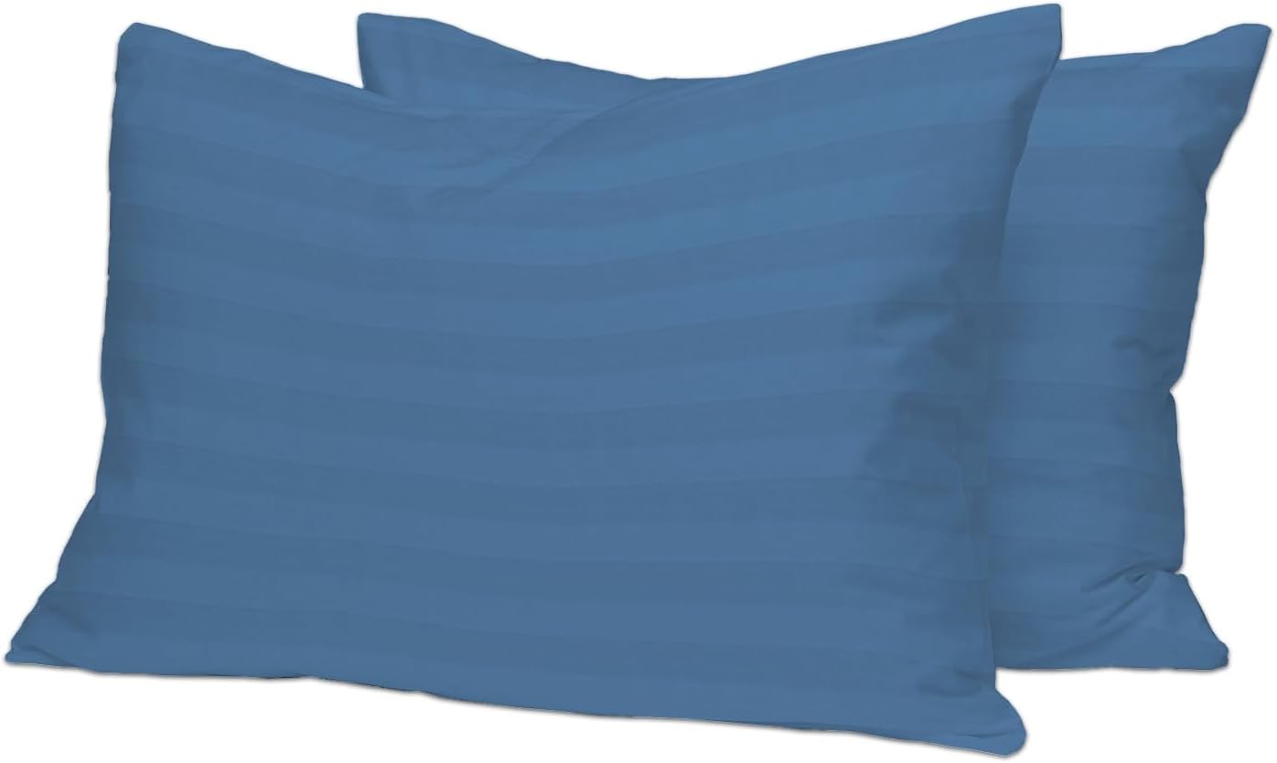Pizuna 100% Cotton Pillow Cases King Size Set of 2 Stripe Luxury Anthracite Grey, 300 Thread Count Long Staple Cotton Sateen with Stylish 4" Hem (Combed Cotton Pillow Cases King)