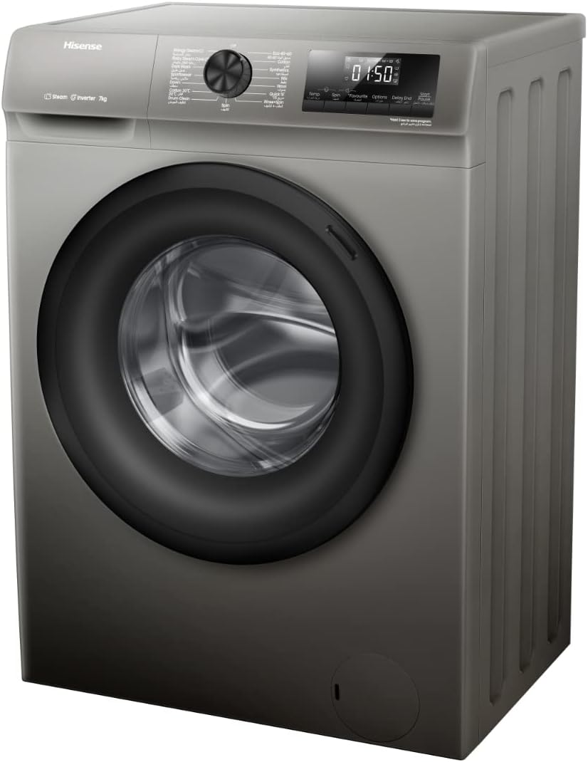 Hisense 7Kg Front Loading Washing Machine 1200 Rpm Silver Model Wfpv7012Mt -1 Years Full Warranty.