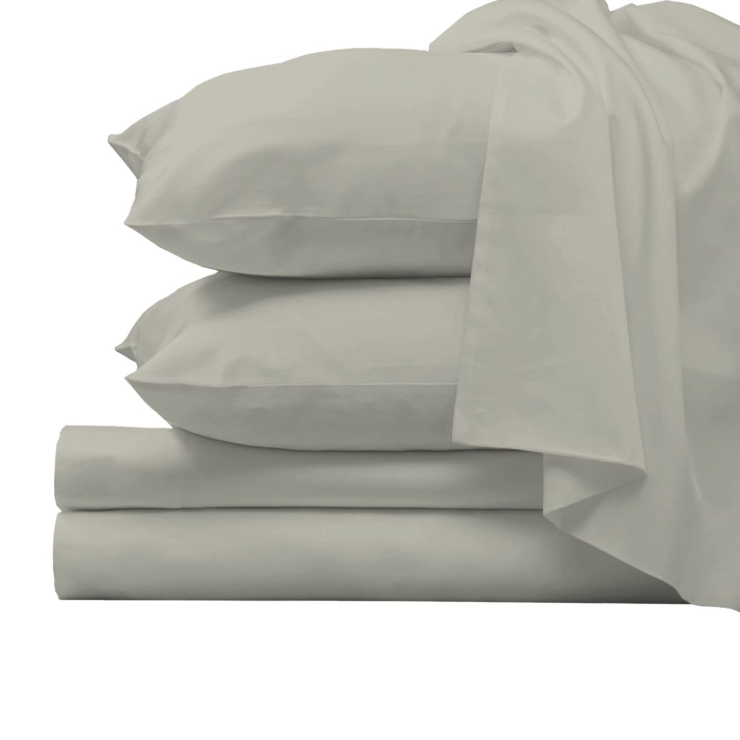Pizuna Pure 100% Luxury Cotton Full Size Bed Sheets Set Dark Grey, 1000 Thread Count Long Staple Cotton Sateen Thick Sheet & Pillowcase Set, Deep Sheets fits 15" (Combed Cotton Bed Sheets Set)