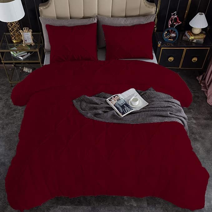 Premium Quality - King/California King Size (94" x 104") Inches, 3Pcs Pinch Pleated Comforter Set, 400GSM 100% Egyptian Cotton 800 Thread Count - Chocolate Solid