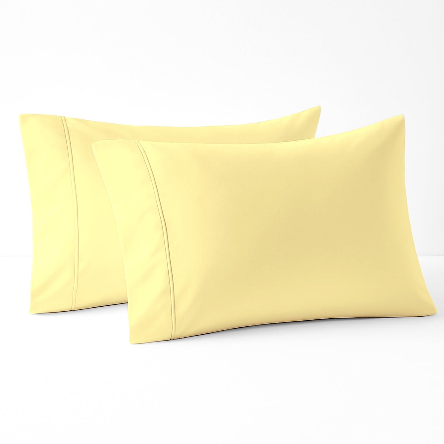 Pizuna Pure 100% Cotton Pillow Cases King Size Set of 2 Baby Blue, 800 Thread Count Long Staple Cotton Thick Sateen with Stylish 4inch Hem (Combed Baby Blue Cotton Pillow Cases King)
