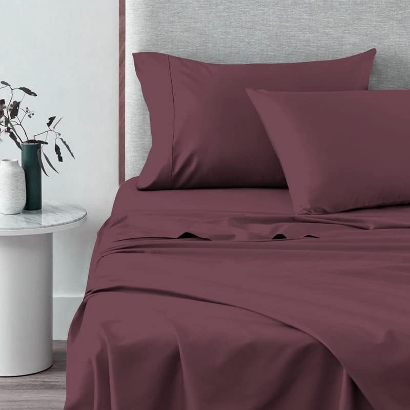 Pizuna Pure 100% Cotton Sheets Split King Size, 600 Thread Count Long Staple Cotton Crisp Sateen Sheets Split King with 15" Deep Pocket (Combed Black Cotton Sheets Split King)