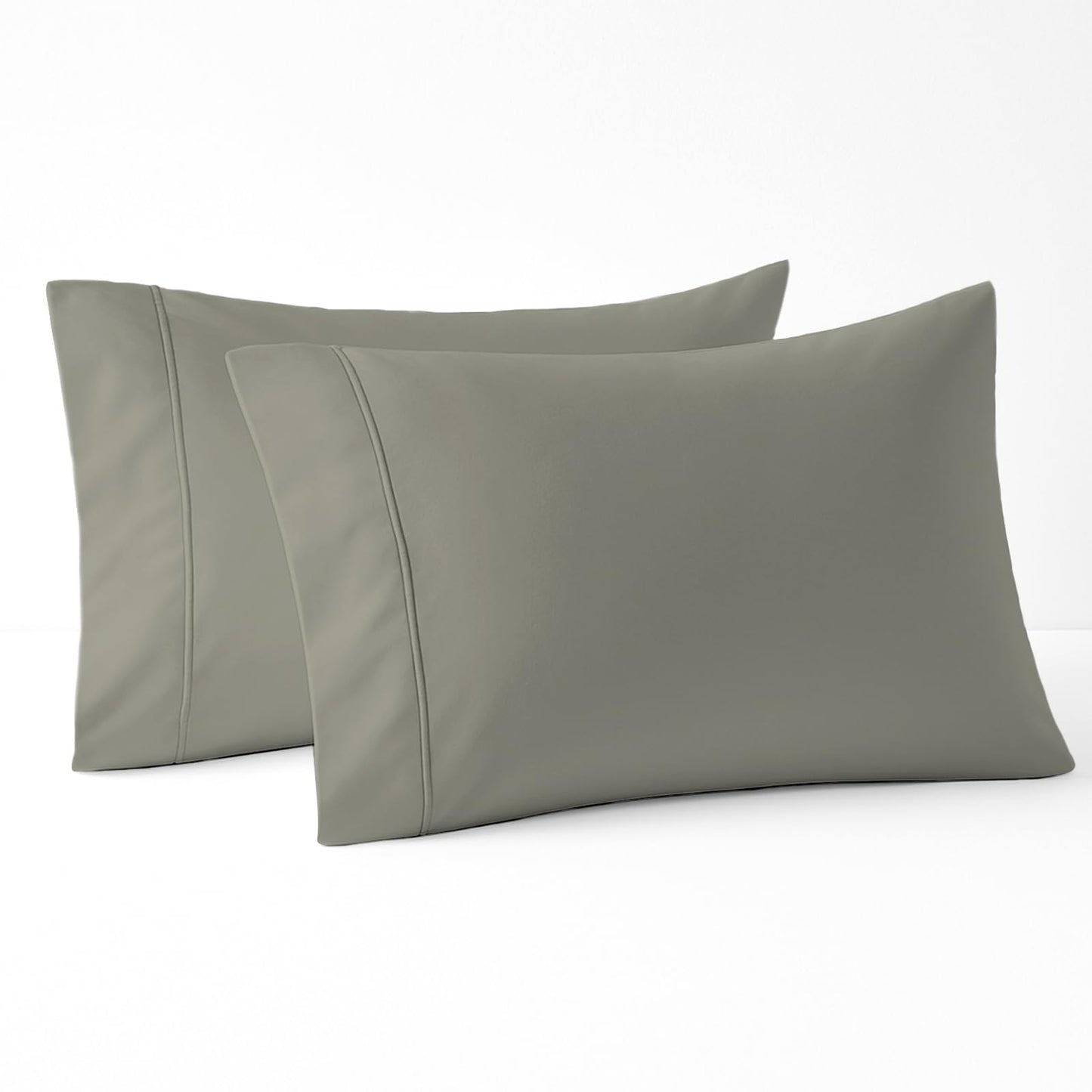 Pizuna Pure 100% Cotton Pillow Cases King Size Set of 2 Baby Blue, 800 Thread Count Long Staple Cotton Thick Sateen with Stylish 4inch Hem (Combed Baby Blue Cotton Pillow Cases King)