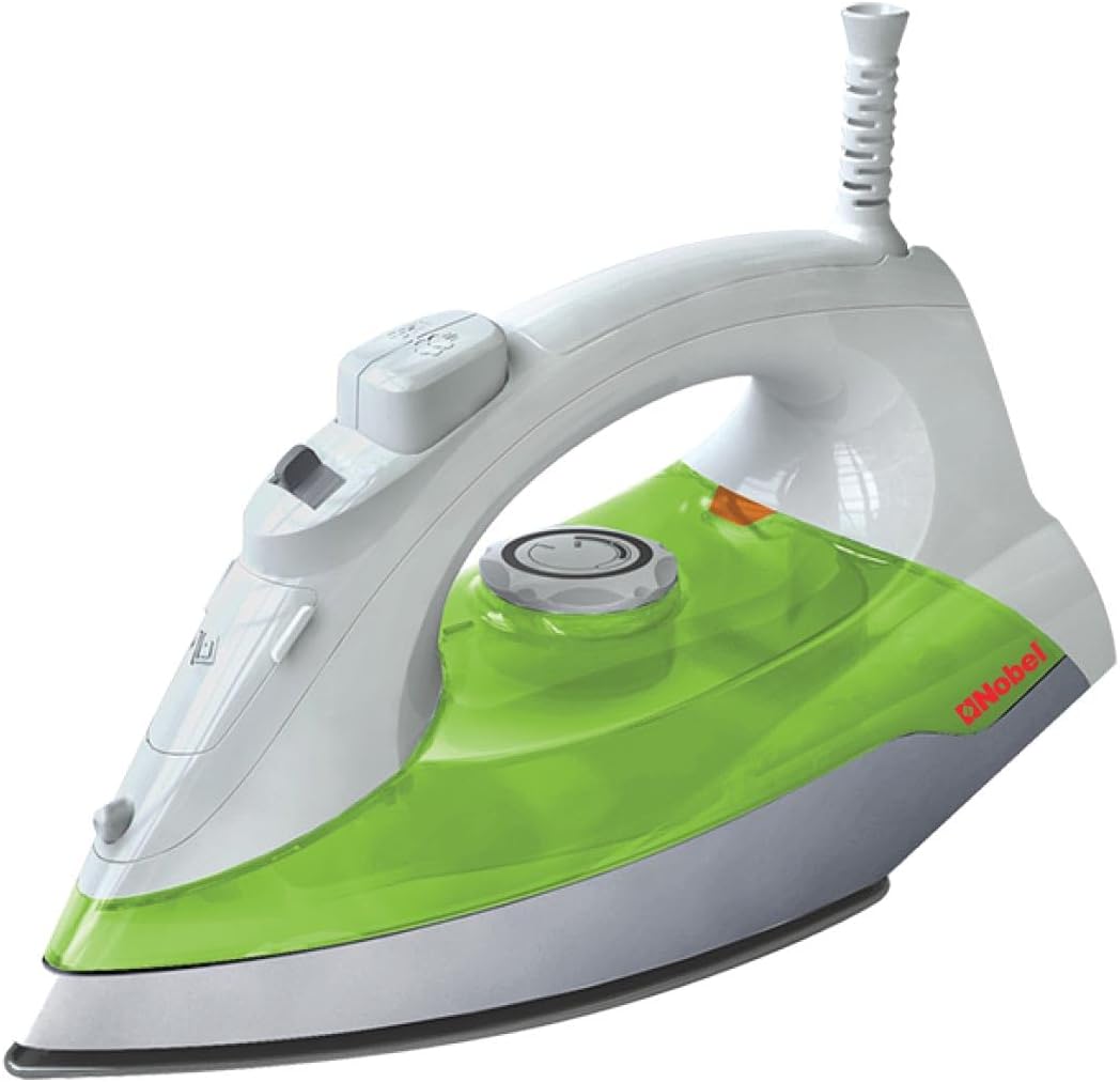 Nobel Variable & Vertical Steam Iron with Cord Length 2mtr, Cloth Seeve Cord, Non Stick Soleplate and Ergonomic Handle Design NSI246 Green With 1 Year Warranty