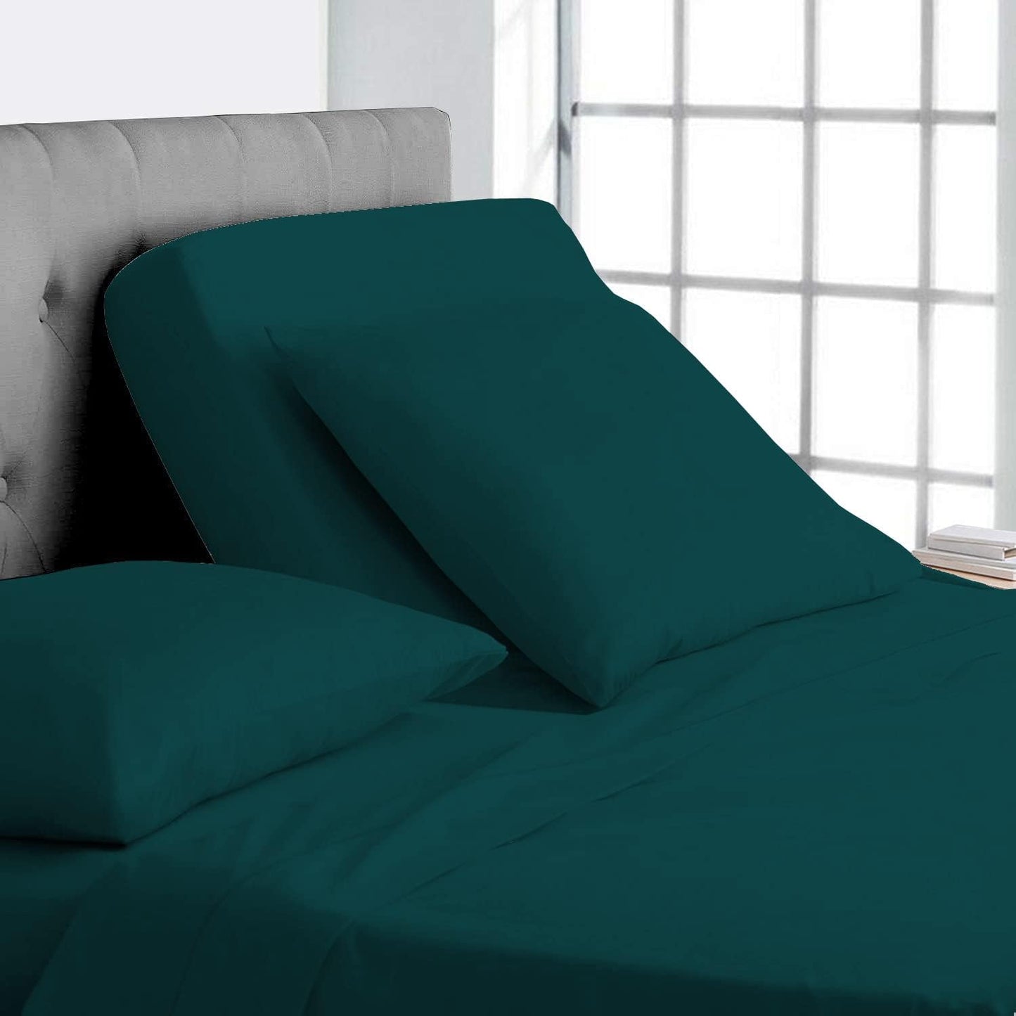 Split Top California King Sheets Split Head California King Sheets Sets for Adjustable Beds- 100% Egyptian Cotton 800TC Split Head Flex Top 18" Deep Pocket - 32" Top Split Cal-King, Dark Grey Stripe
