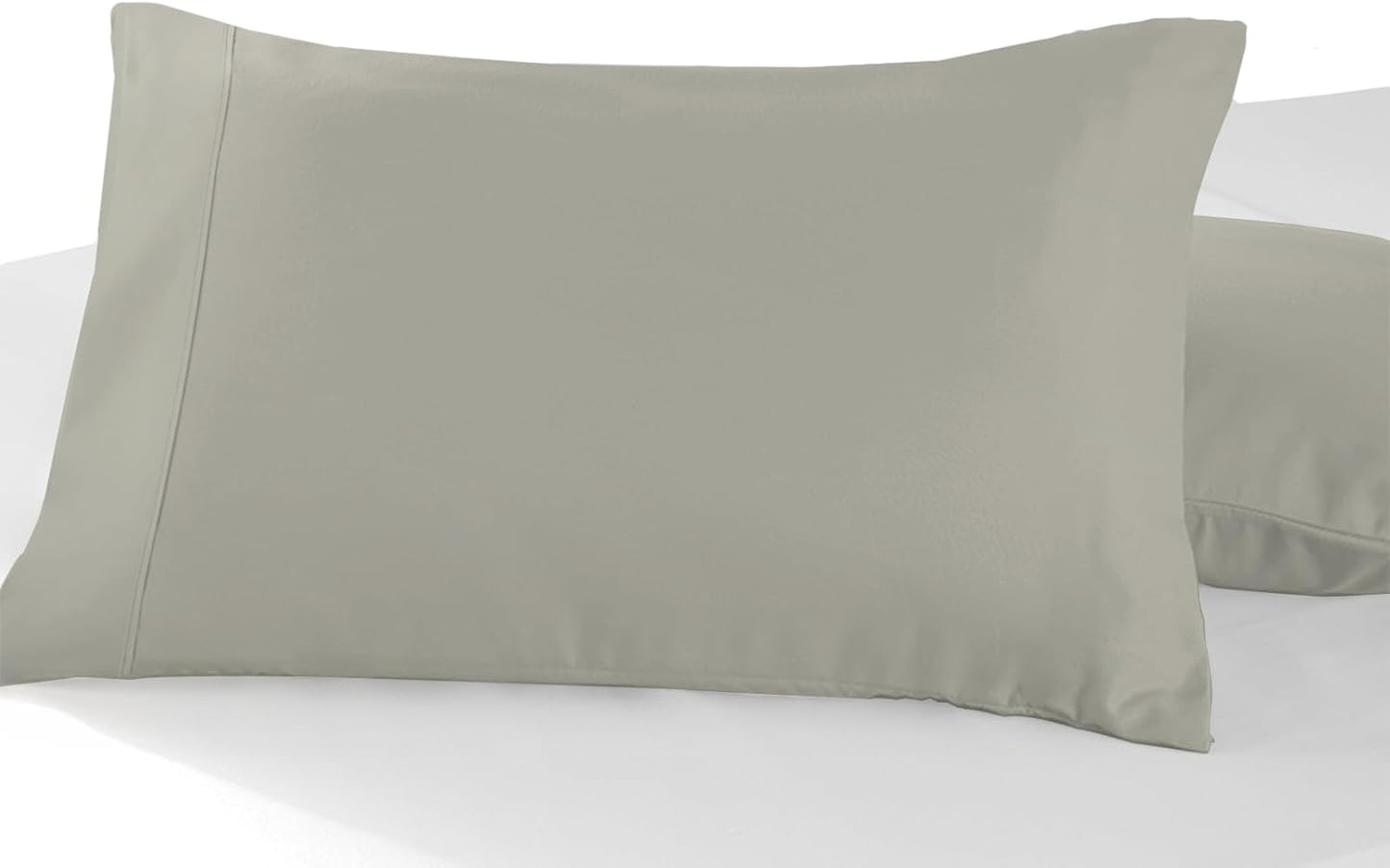 Pizuna Soft 100% Long Staple Cotton Breathable Cool Satin King Pillowcase Set of 2, Ivory, 18" x 18"