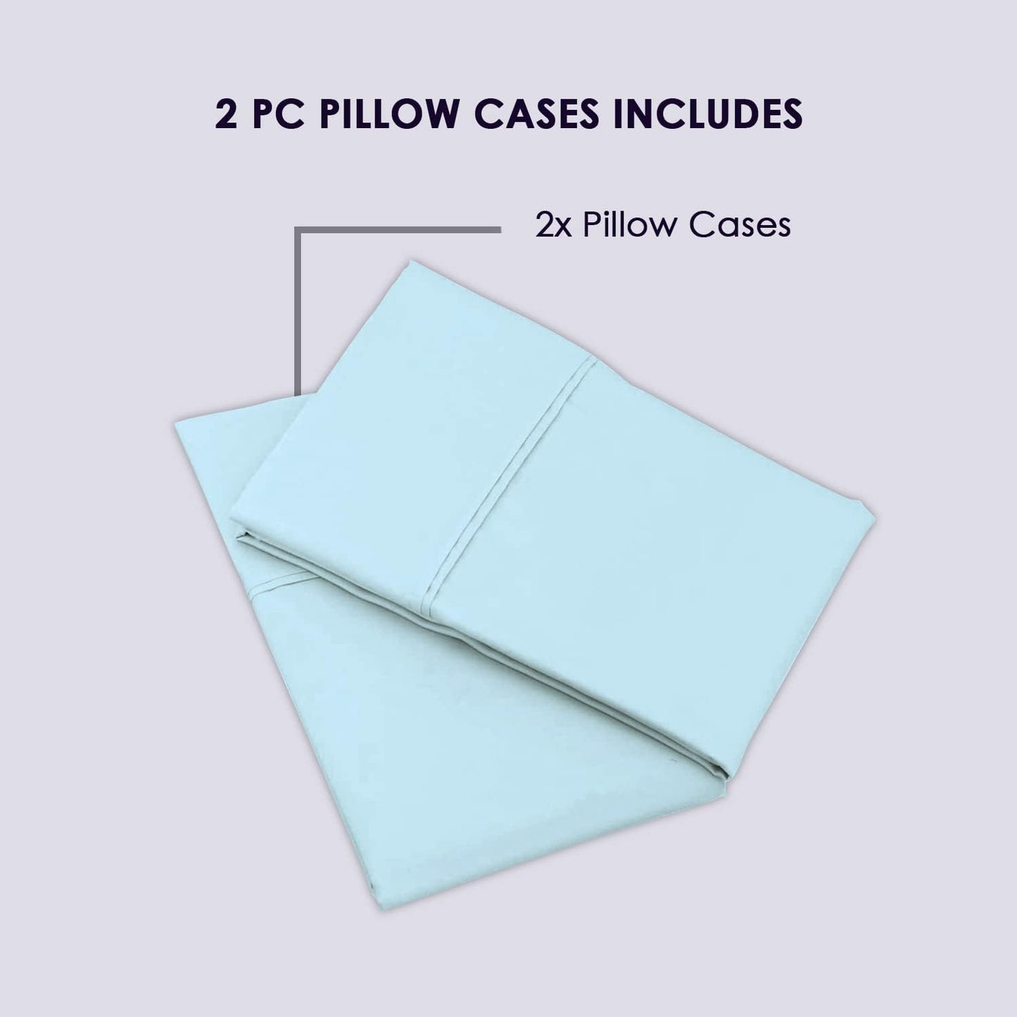 Pizuna 800 Thread Count Cotton King Pillowcases Baby Blue, 100% Long Staple Cotton Smooth Sateen Pillowcase, Cool & Substantial Set of 2 Pillow Covers (Baby Blue King Size 100% Cotton Pillow Cases)