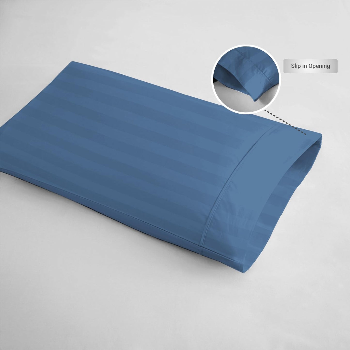 Pizuna 100% Cotton Pillow Cases King Size Set of 2 Stripe Luxury Anthracite Grey, 300 Thread Count Long Staple Cotton Sateen with Stylish 4" Hem (Combed Cotton Pillow Cases King)