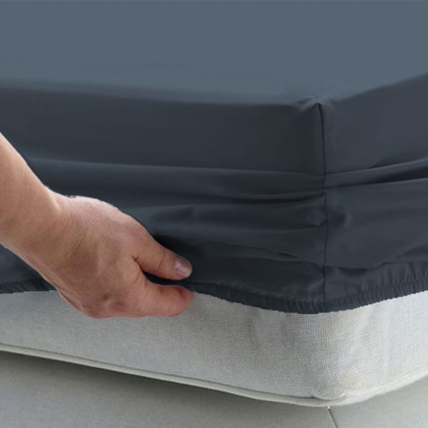 Pizuna Pure 100% Cotton King Sheet - 800 Thread Count Long Staple Cotton Thick Sateen Weave 15inch Deep Pocket Fitted Sheet (Combed Black)