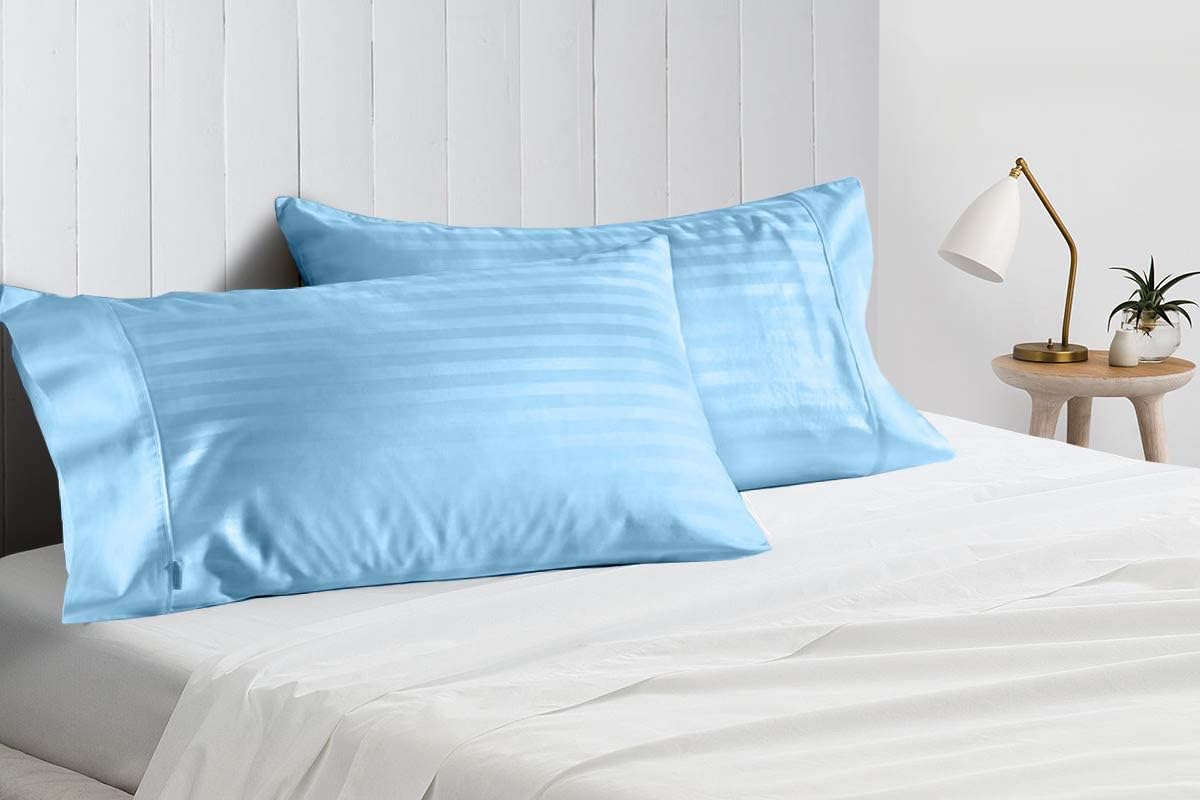 Split Top California King Sheets Split Head California King Sheets Sets for Adjustable Beds- 100% Egyptian Cotton 800TC Split Head Flex Top 18" Deep Pocket - 32" Top Split Cal-King, Light Blue Solid