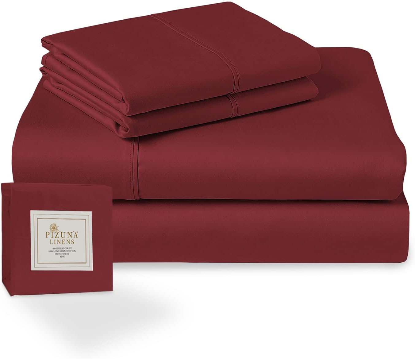 Pizuna Pure Combed Cotton California King Bed Sheet SetLight Pink, 400 Thread Count Cozy Luxury 100% Long Staple Cotton Sateen Weave Bedsheet Set (1 Flat Sheet, 1 Fitted Sheet, 2 Pillowcases)