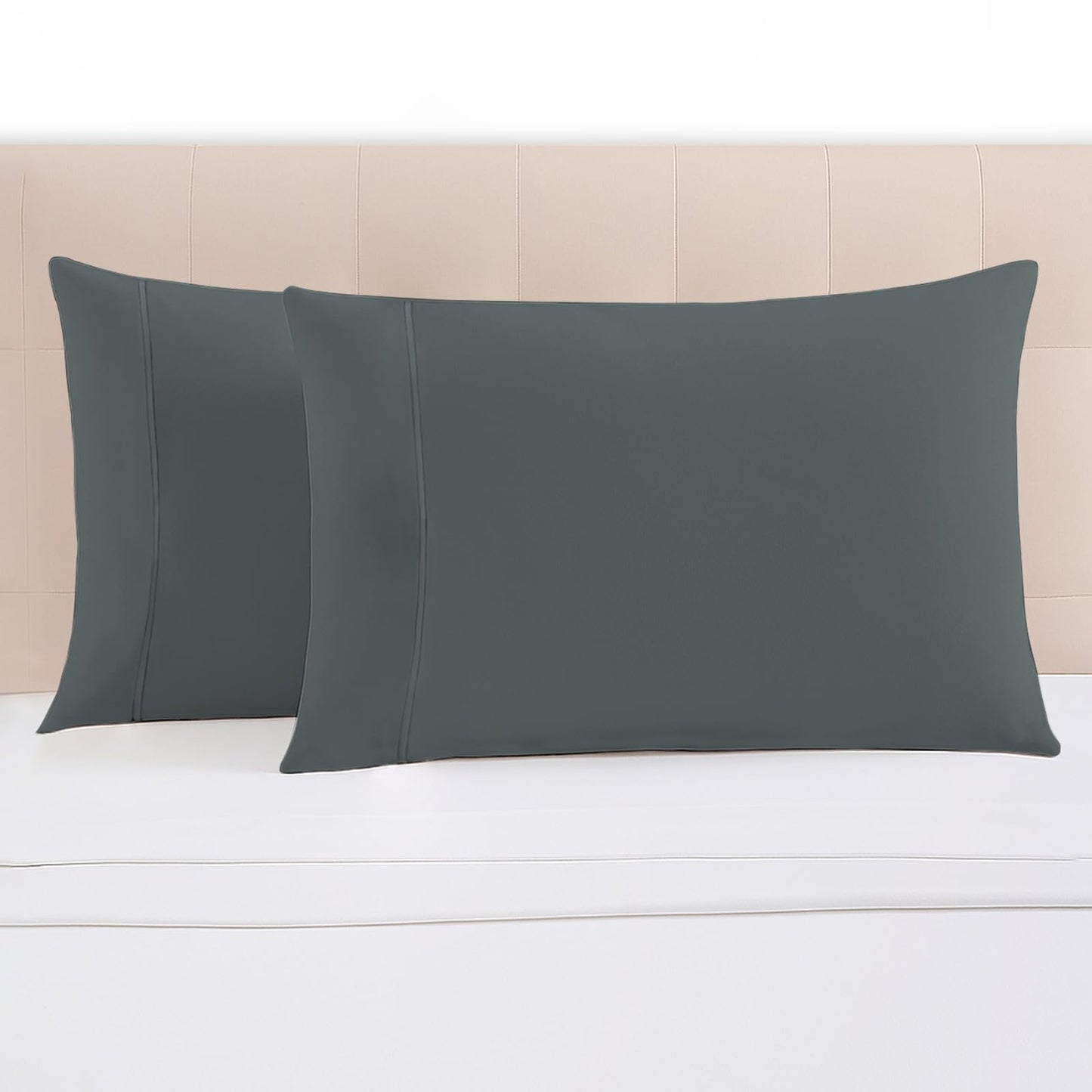Pizuna 100% Luxury Cotton King Size Pillow Case Dark Blue, 1000 Thread Count 100% Long Staple Cotton Sateen Pillowcase, Pillow Covers with Stylish 4" Hem (Combed Cotton King Pillowcase Set of 2)