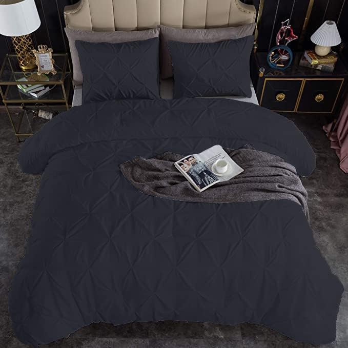 Premium Quality - King/California King Size (94" x 104") Inches, 3Pcs Pinch Pleated Comforter Set, 400GSM 100% Egyptian Cotton 800 Thread Count - Chocolate Solid