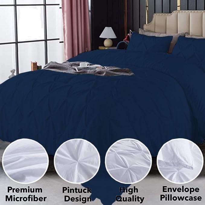 Premium Quality - King/California King Size (94" x 104") Inches, 3Pcs Pinch Pleated Comforter Set, 400GSM 100% Egyptian Cotton 800 Thread Count - Chocolate Solid
