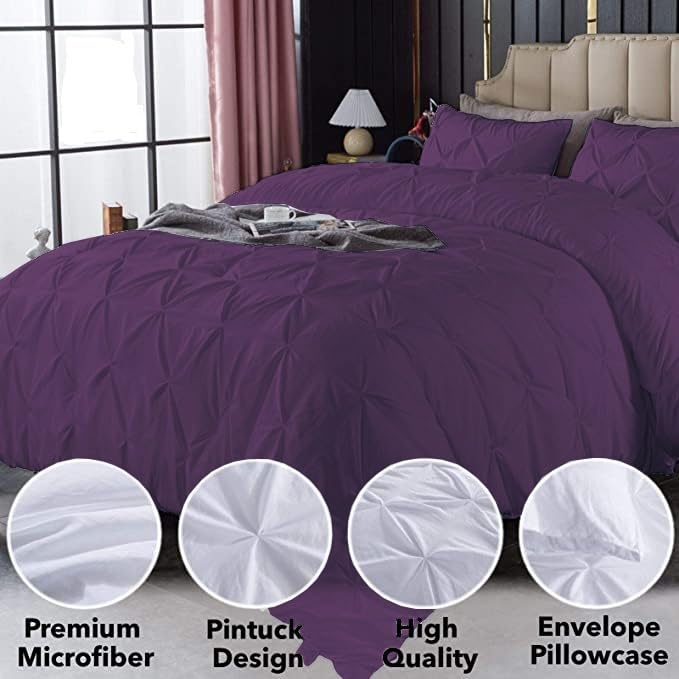 Premium Quality - King/California King Size (94" x 104") Inches, 3Pcs Pinch Pleated Comforter Set, 400GSM 100% Egyptian Cotton 800 Thread Count - Chocolate Solid