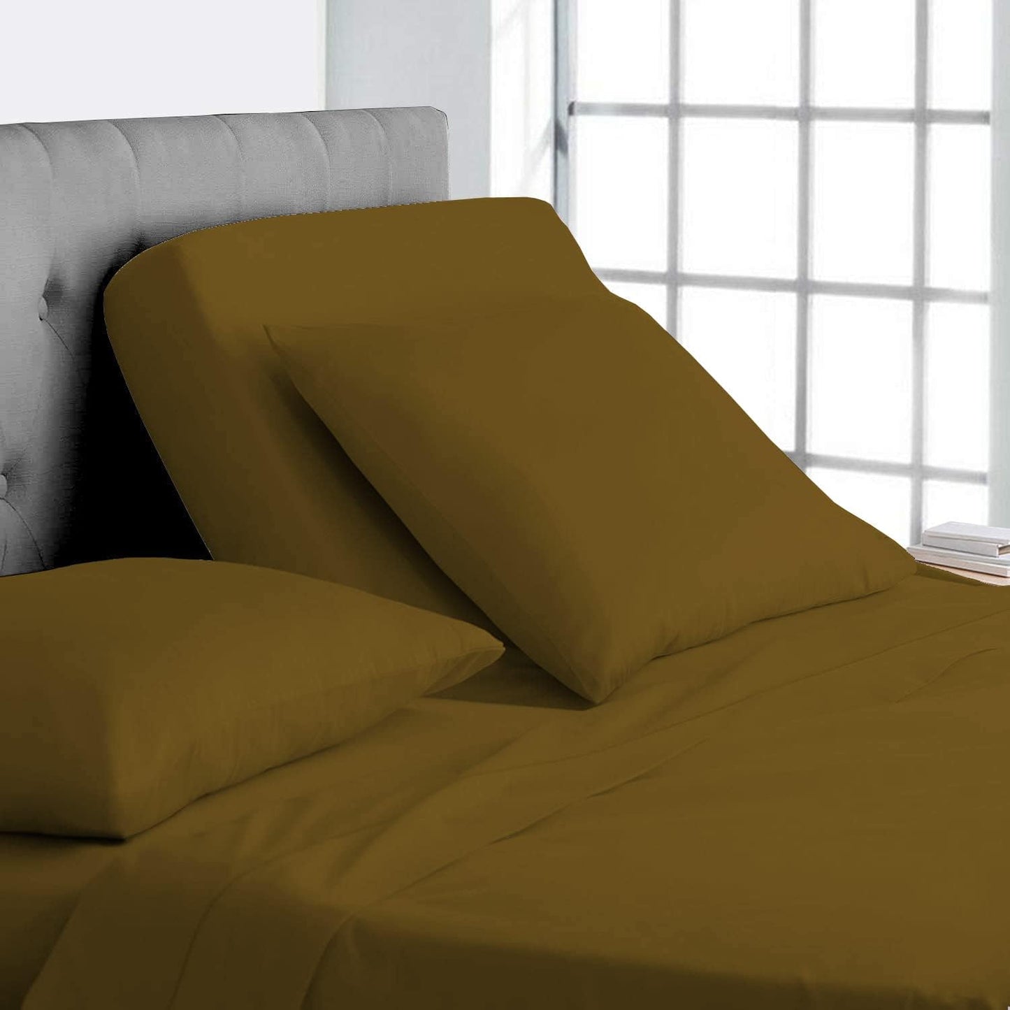 Split Head California King Sheets Sets for Adjustable Beds - 100% Egyptian Cotton 800TC Split Head Flex Top 18" Deep Pocket - 34" Top Split Cal-King, White Solid