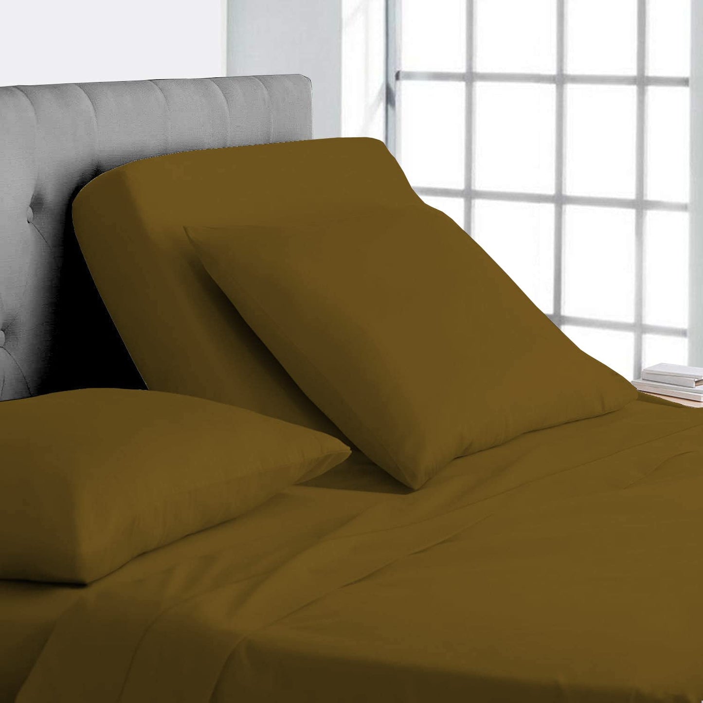 Split Top California King Sheets Split Head California King Sheets Sets for Adjustable Beds- 100% Egyptian Cotton 800TC Split Head Flex Top 18" Deep Pocket - 32" Top Split Cal-King, Dark Grey Stripe