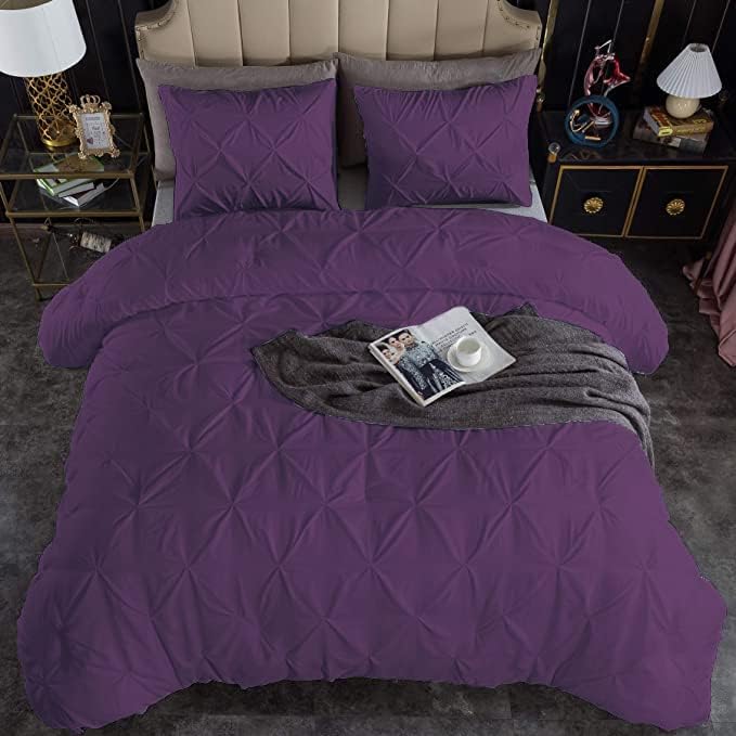 Premium Quality - King/California King Size (94" x 104") Inches, 3Pcs Pinch Pleated Comforter Set, 400GSM 100% Egyptian Cotton 800 Thread Count - Chocolate Solid