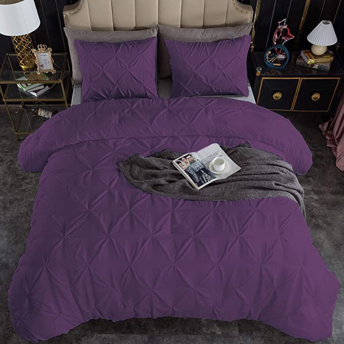 Premium Quality - King/California King Size (94" x 104") Inches, 3Pcs Pinch Pleated Comforter Set, 400GSM 100% Egyptian Cotton 800 Thread Count - Chocolate Solid