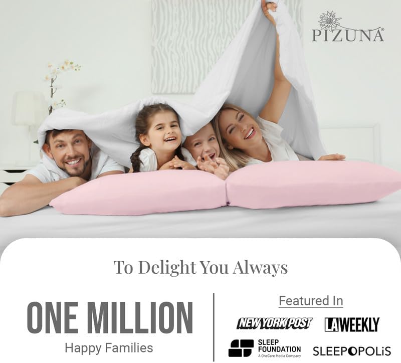 Pizuna Soft 100% Long Staple Cotton Breathable Cool Satin King Pillowcase Set of 2, Ivory, 18" x 18"