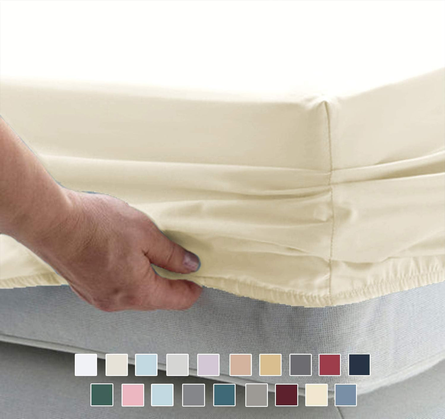 Pizuna Luxury 100% Cotton New Ivory Queen Sheet Set 6 Piece with Bonus Pillow Cases, 800 Thread Count Long Staple Combed Cotton Bed Sheets Set 15Inch Deep Pocket Queen Sheets (Crisp Cotton Sheets)