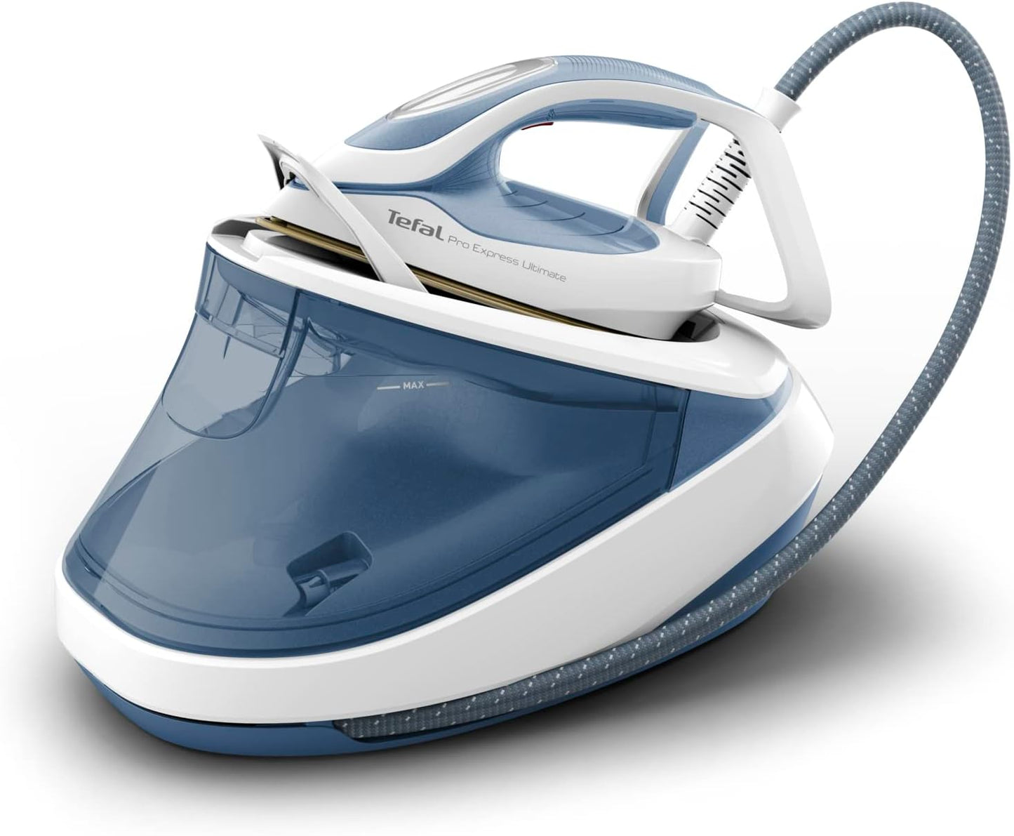 TEFAL Steam Station | Pro Express Ultimate II | Steam Generator Iron Steamer | 1.2 L | 2700 Watts | Durilium Airglide Soleplate | Anti scale | Auto off | Blue & White | 2 Years Warranty | GV9710M0