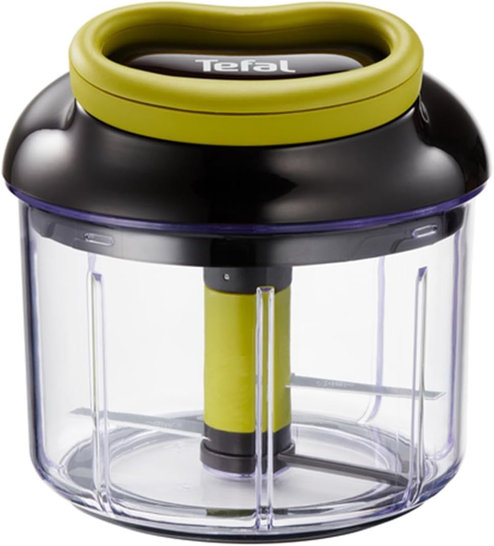 Tefal 5-Second Chopper, 900 ml, Manual Food Chopper and Mixer, Easy to Use, Stainless Steel Blades, Safe to Use, Versatile Results, Vegetables, Onions, Hummus, Guacamole, Herbs And Nuts, K1320404